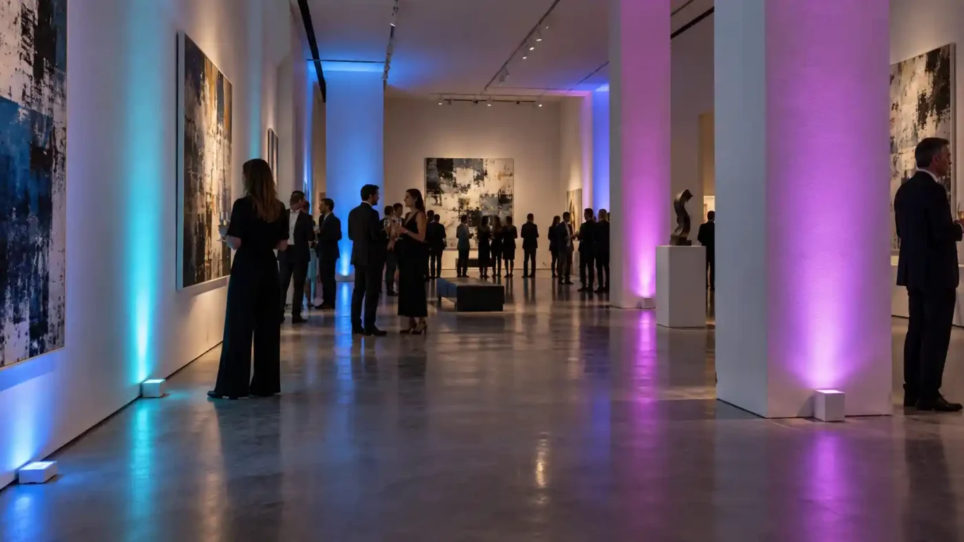 Avondlicht in de moderne kunstgalerij
