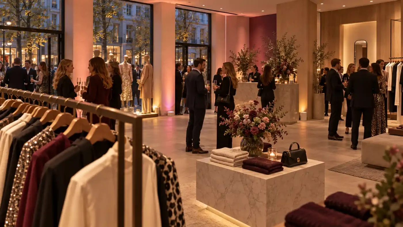 Boutique-opening in stofroze en amber