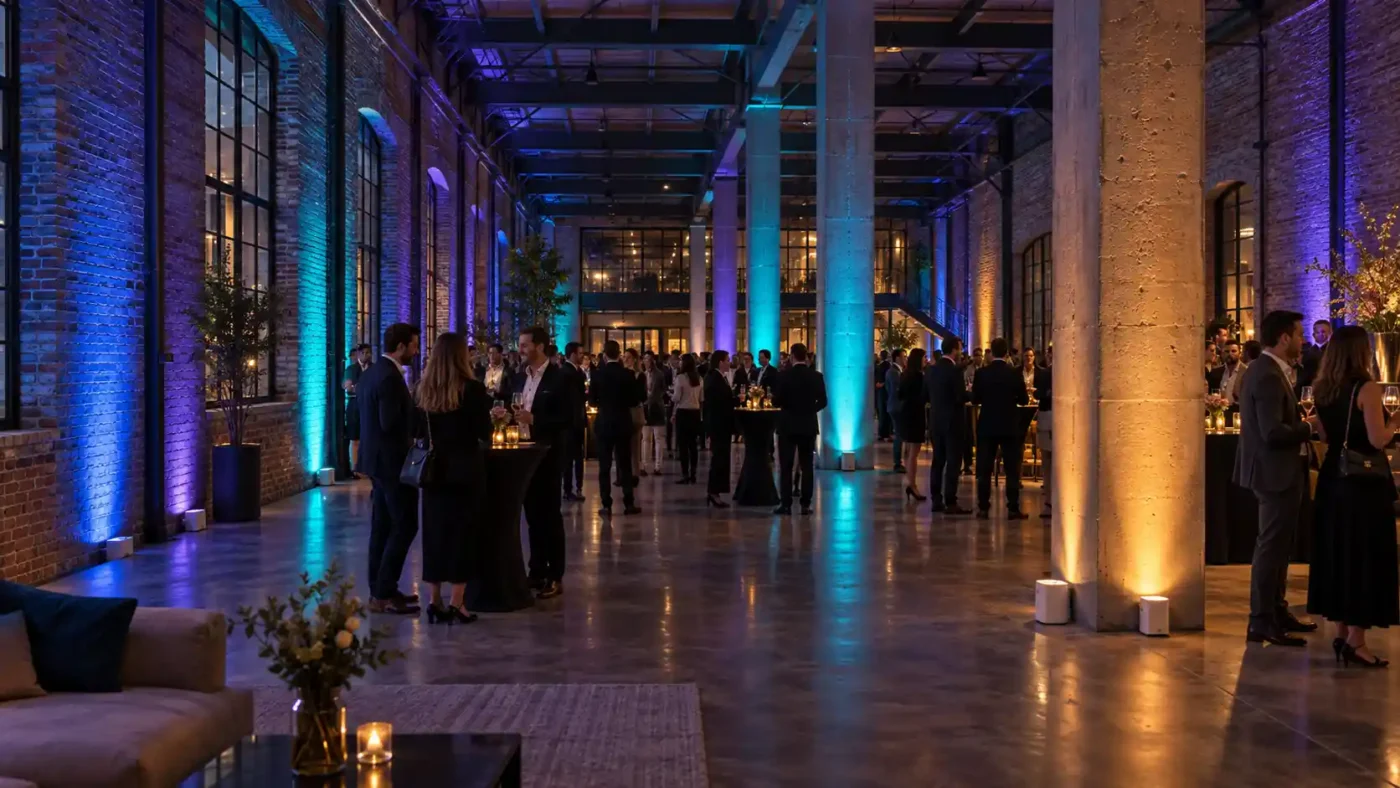 Netwerkborrel in industrieel lichtdecor